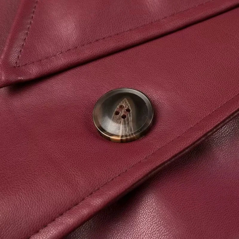 Burgundy Icon – Kunstleder Trenchcoat