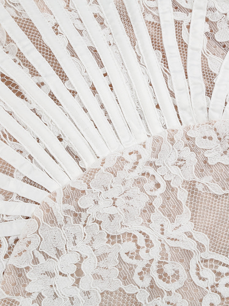 White Pearl Lace Dress