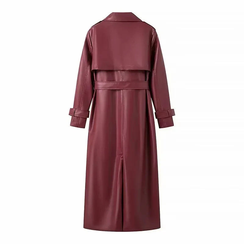 Burgundy Icon – Kunstleder Trenchcoat