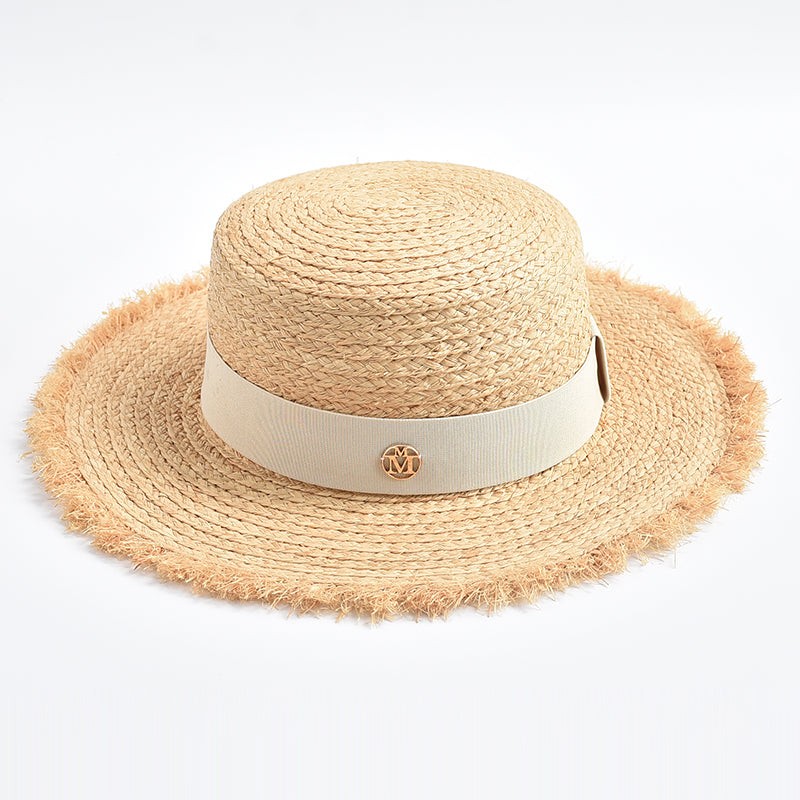 Strohhut mit Fransenrand &amp; M-Emblem