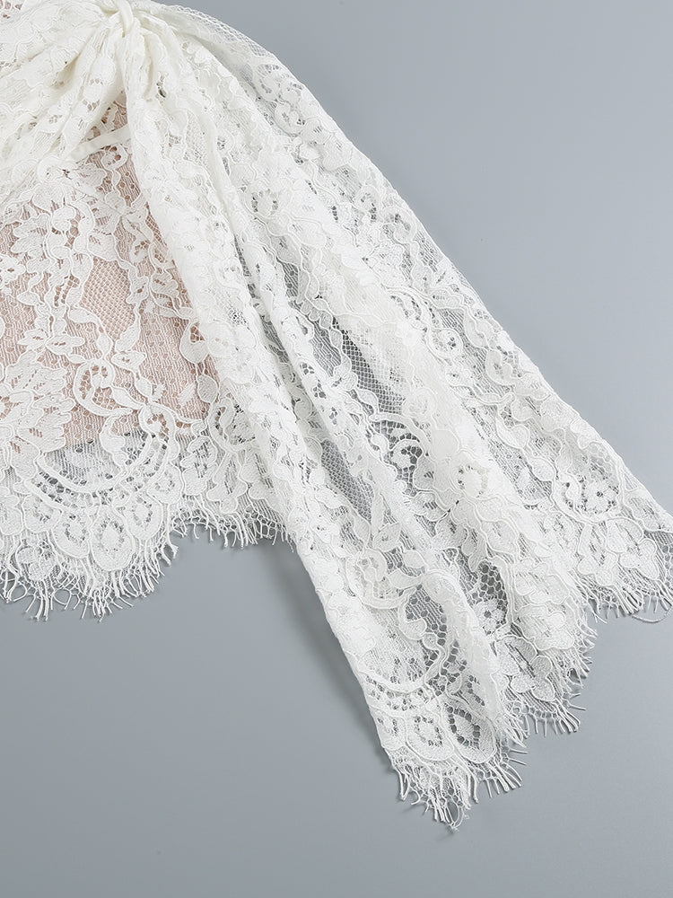 White Pearl Lace Dress