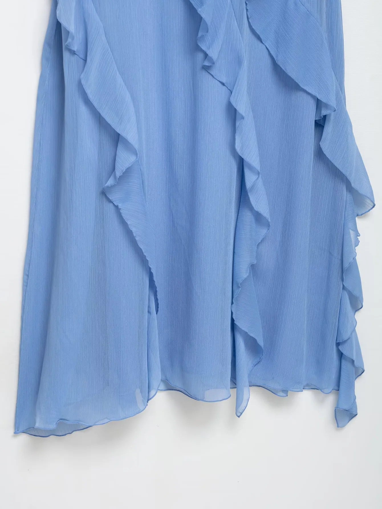 Hellblaues Rüschen Maxi-Kleid