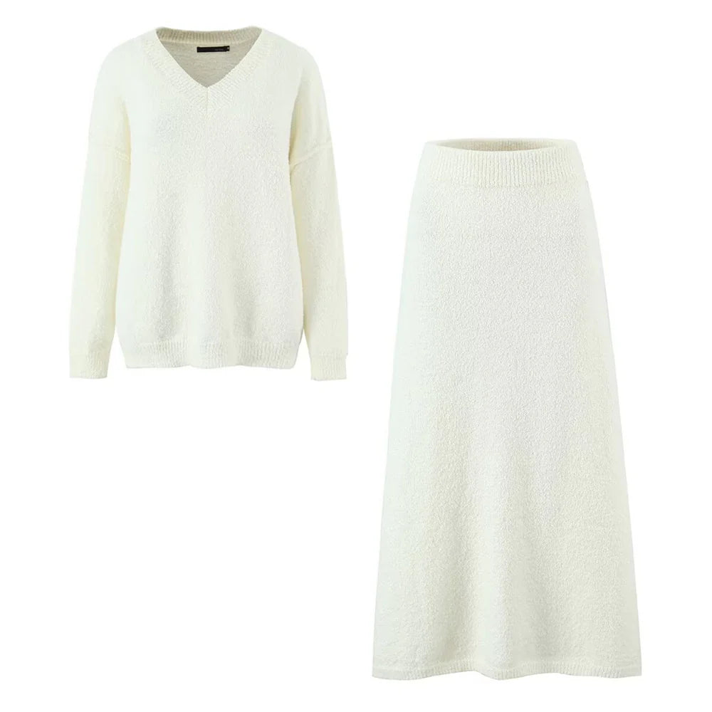 White Elegant Knit Set