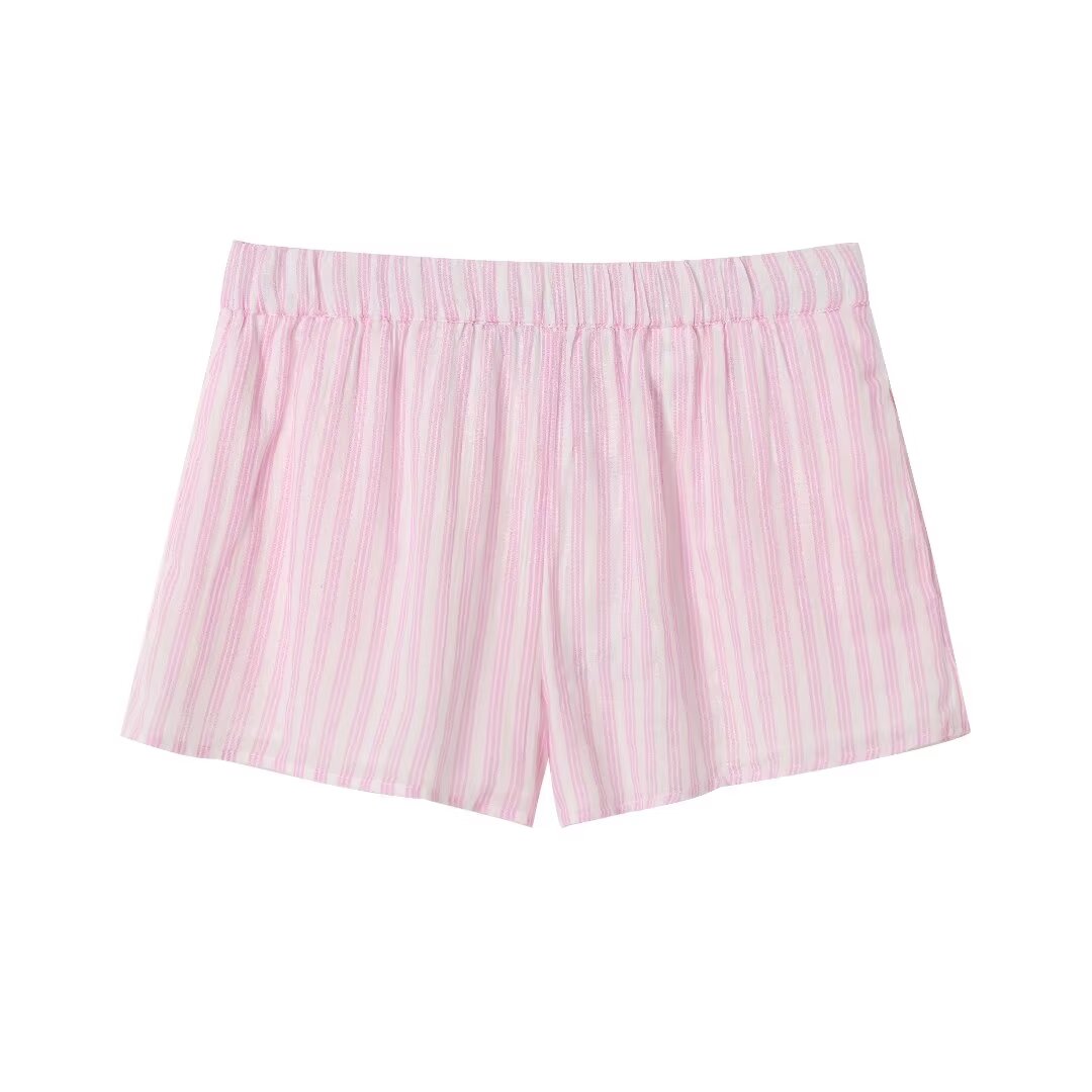 Gestreiftes Hemd & Shorts Set in Rosa