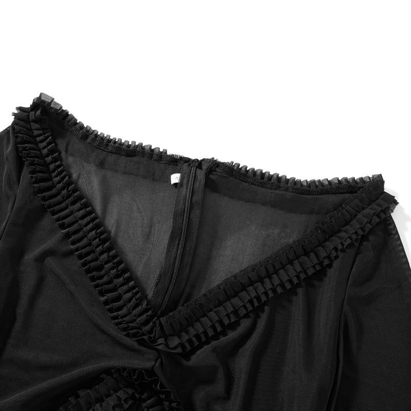 Transparentes Mesh Maxi-Kleid mit Cut-Outs