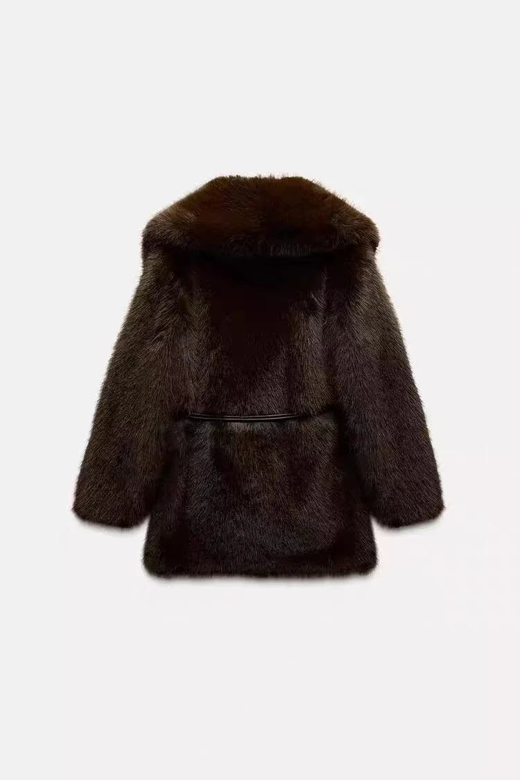 Belted Faux Fur Coat