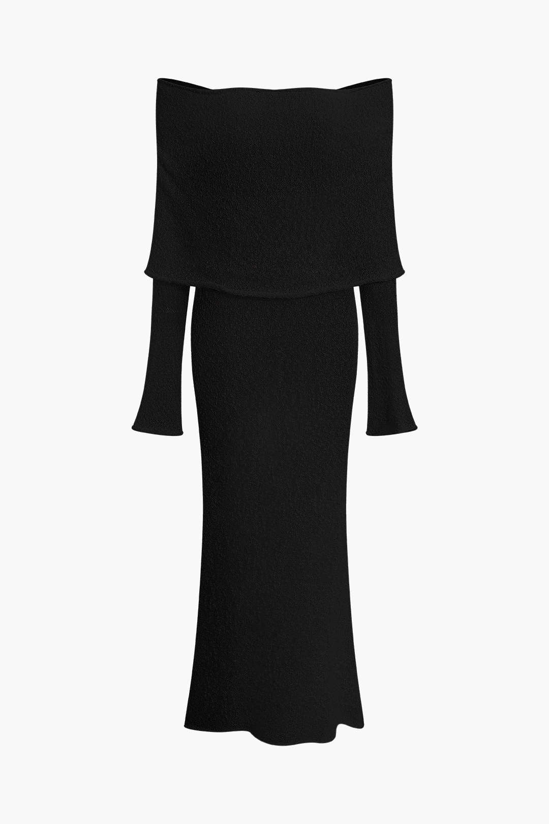 Elegantes Off-Shoulder Rippstrick Maxikleid
