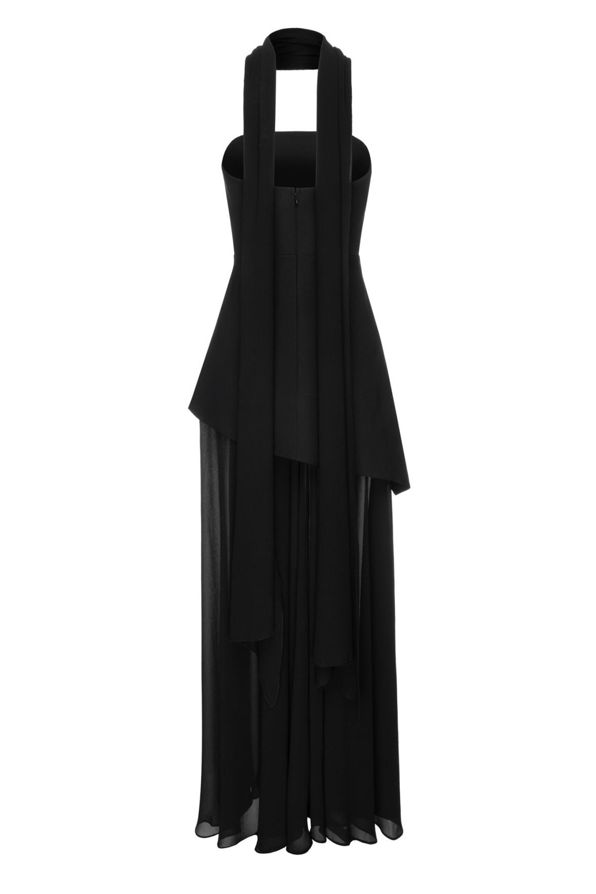 Asymmetrisches Maxi-Kleid mit Chiffon-Overlay