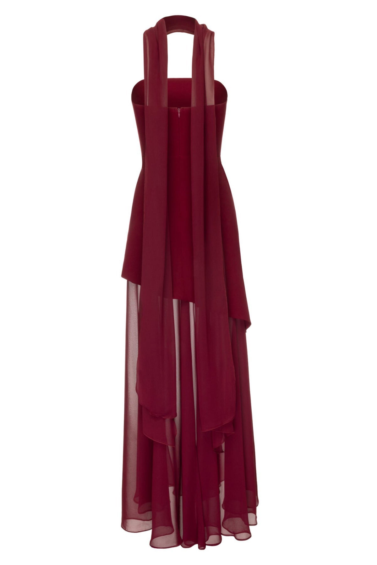 Asymmetrisches Maxi-Kleid mit Chiffon-Overlay
