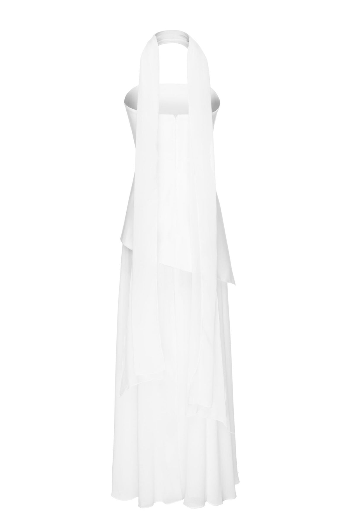 Asymmetrisches Maxi-Kleid mit Chiffon-Overlay