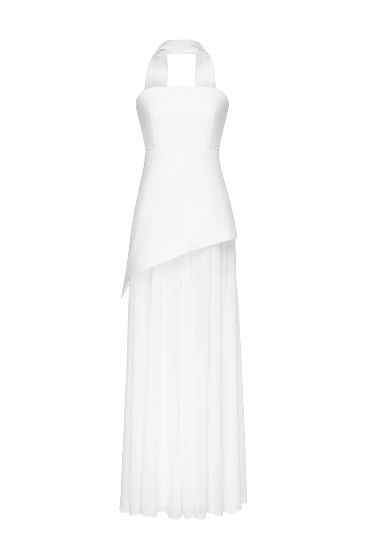 Asymmetrisches Maxi-Kleid mit Chiffon-Overlay