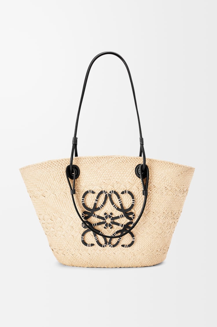 Stroh-Tasche mit Ledergriffen